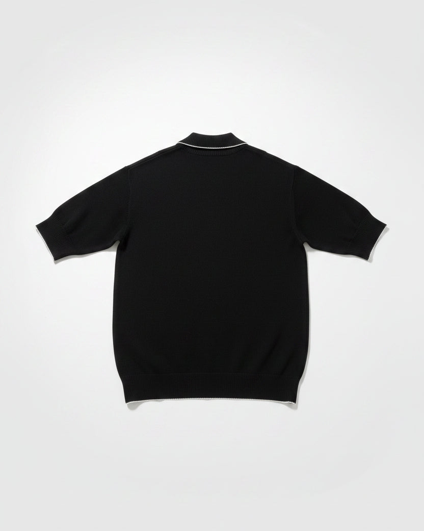 Balmain - Crest Embroidered Knit Polo Shirt (Onyx Black)