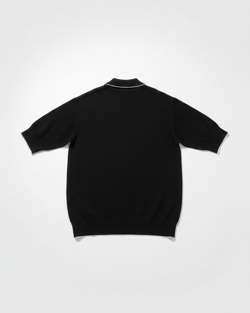 Balmain - Crest Embroidered Knit Polo Shirt (Onyx Black)