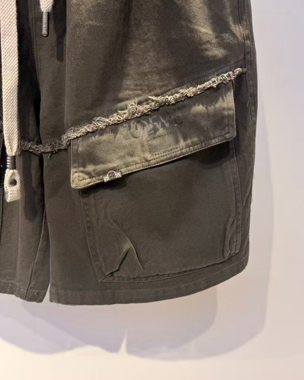 Loewe - Distressed Cargo Sweat Shorts (Washed Olive)