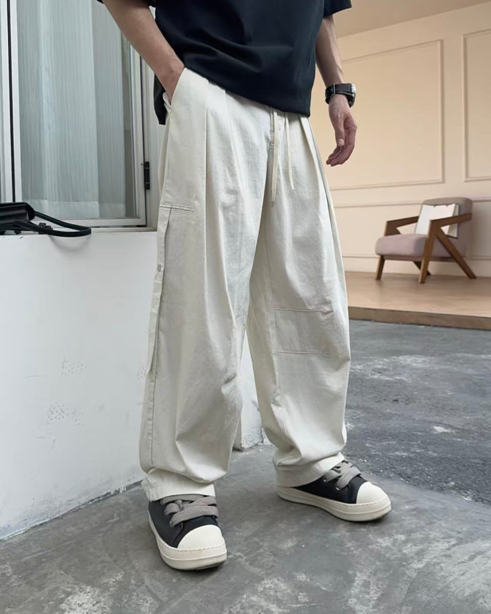 Maison Margiela - Distressed Linen-Cotton Utility Pants (Off-White)