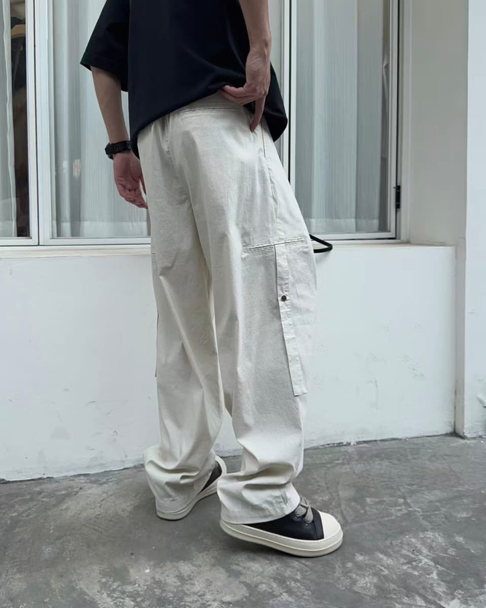 Maison Margiela - Distressed Linen-Cotton Utility Pants (Off-White)