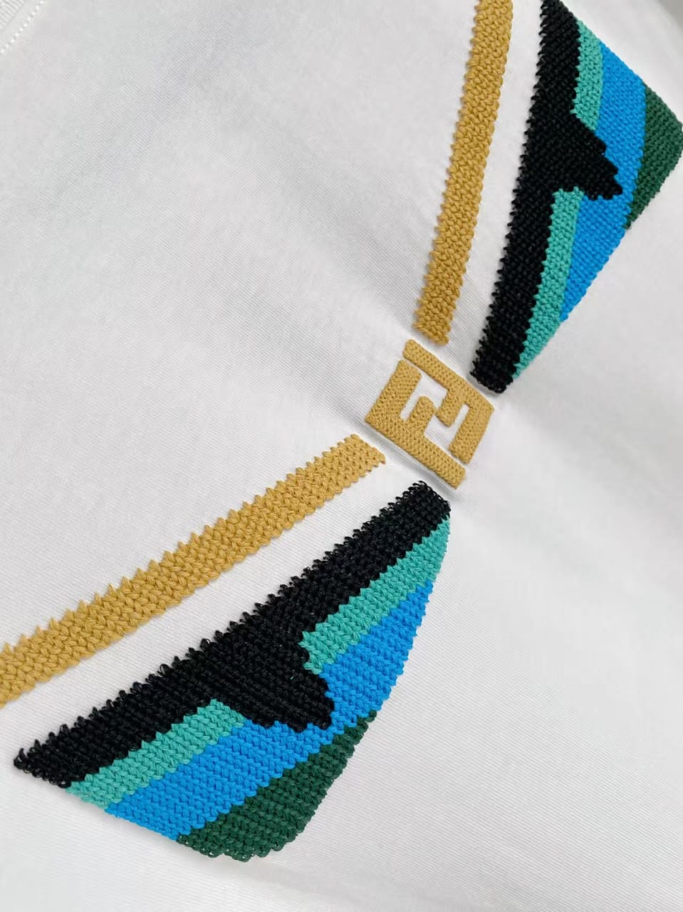 Fendi - Bag Bugs Eyes Knit Motif T-Shirt (Optic White)