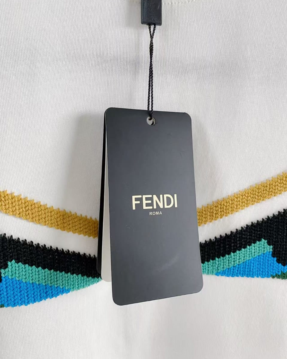 Fendi - Bag Bugs Eyes Knit Motif T-Shirt (Optic White)