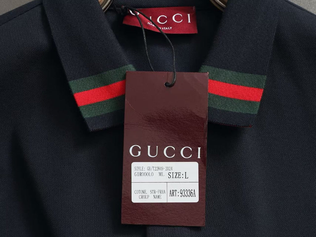 Gucci - Web Collar Cotton Pique Polo Shirt (Deep Navy)