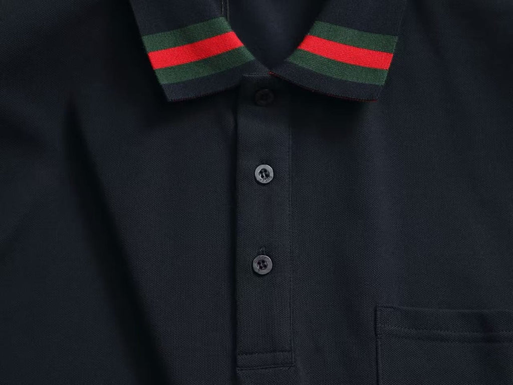 Gucci - Web Collar Cotton Pique Polo Shirt (Deep Navy)