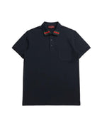 Gucci - Web Collar Cotton Pique Polo Shirt (Deep Navy)