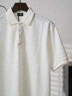Fendi - FF All-Over Monogram Knit Polo Shirt (Optic White)