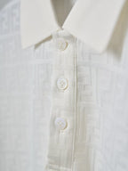 Fendi - FF All-Over Monogram Knit Polo Shirt (Optic White)