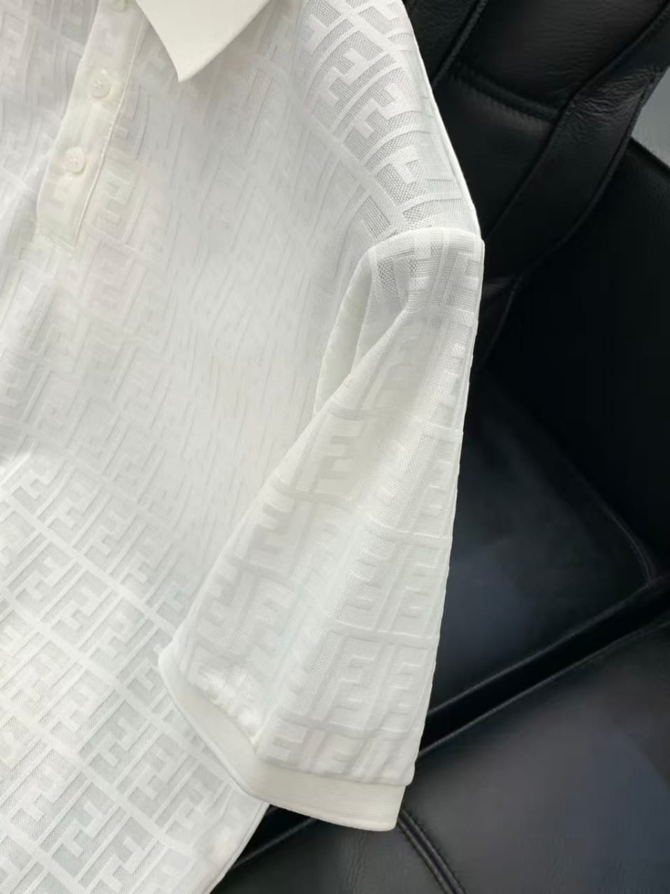 Fendi - FF All-Over Monogram Knit Polo Shirt (Optic White)