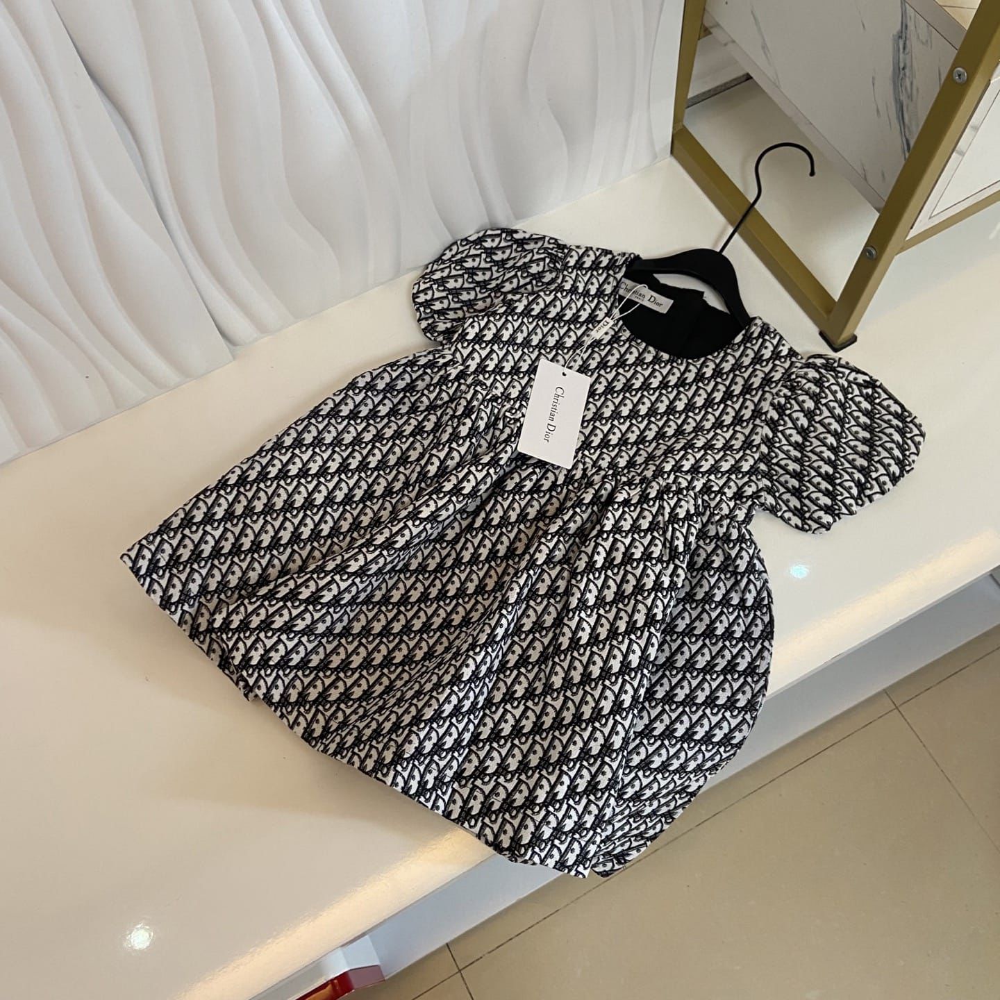 Dior Kids - Jacquard Dress with Puff Sleeves