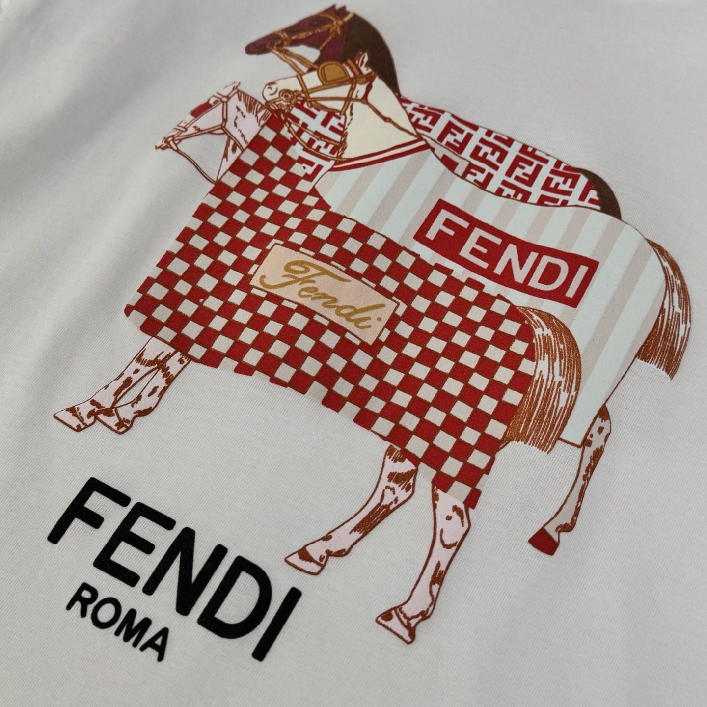 Fendi Kids - White Equestrian Horse T-shirt