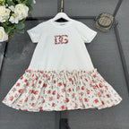 Dolce & Gabbana Kids - Rose DG Logo Drop-Waist Dress
