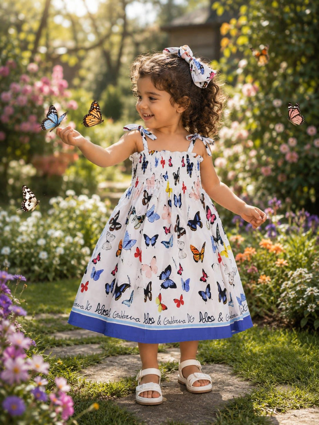 Dolce & Gabbana Kids - Butterfly Smocked Dress