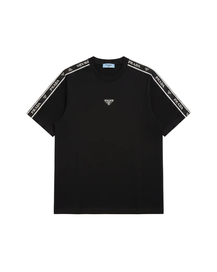 Prada - Logo Stripe Taped Crewneck T-Shirt (Graphite Black)