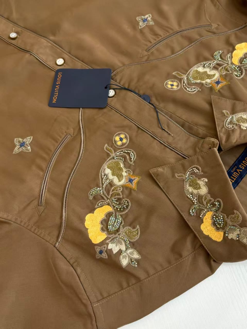 Louis Vuitton - Floral Embroidered Western Resort Shirt (Olive Khaki)