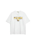 Fendi - Split-Color Block Logo Crewneck T-Shirt (Optic White)