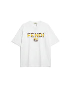 Fendi - Split-Color Block Logo Crewneck T-Shirt (Optic White)