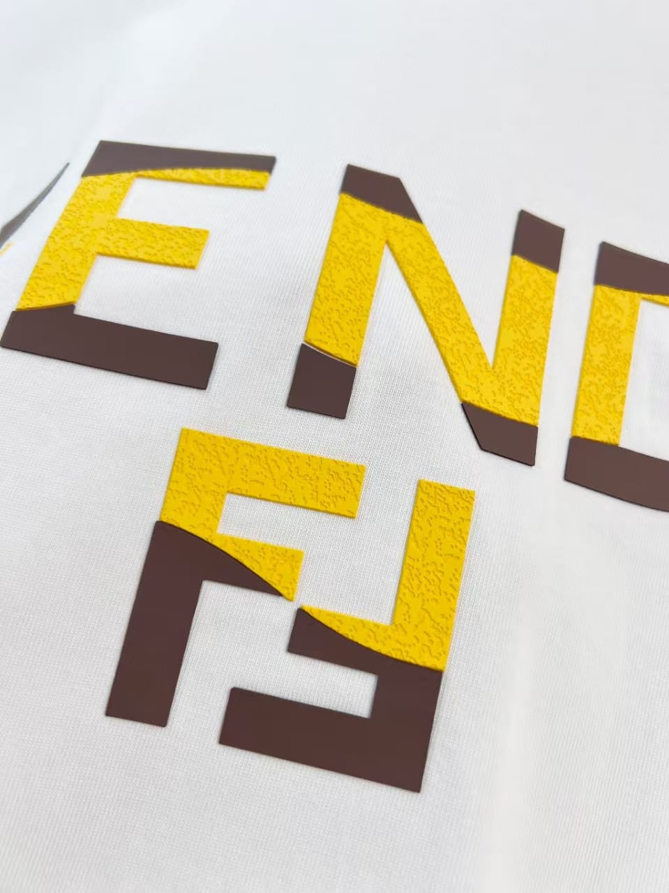 Fendi - Split-Color Block Logo Crewneck T-Shirt (Optic White)
