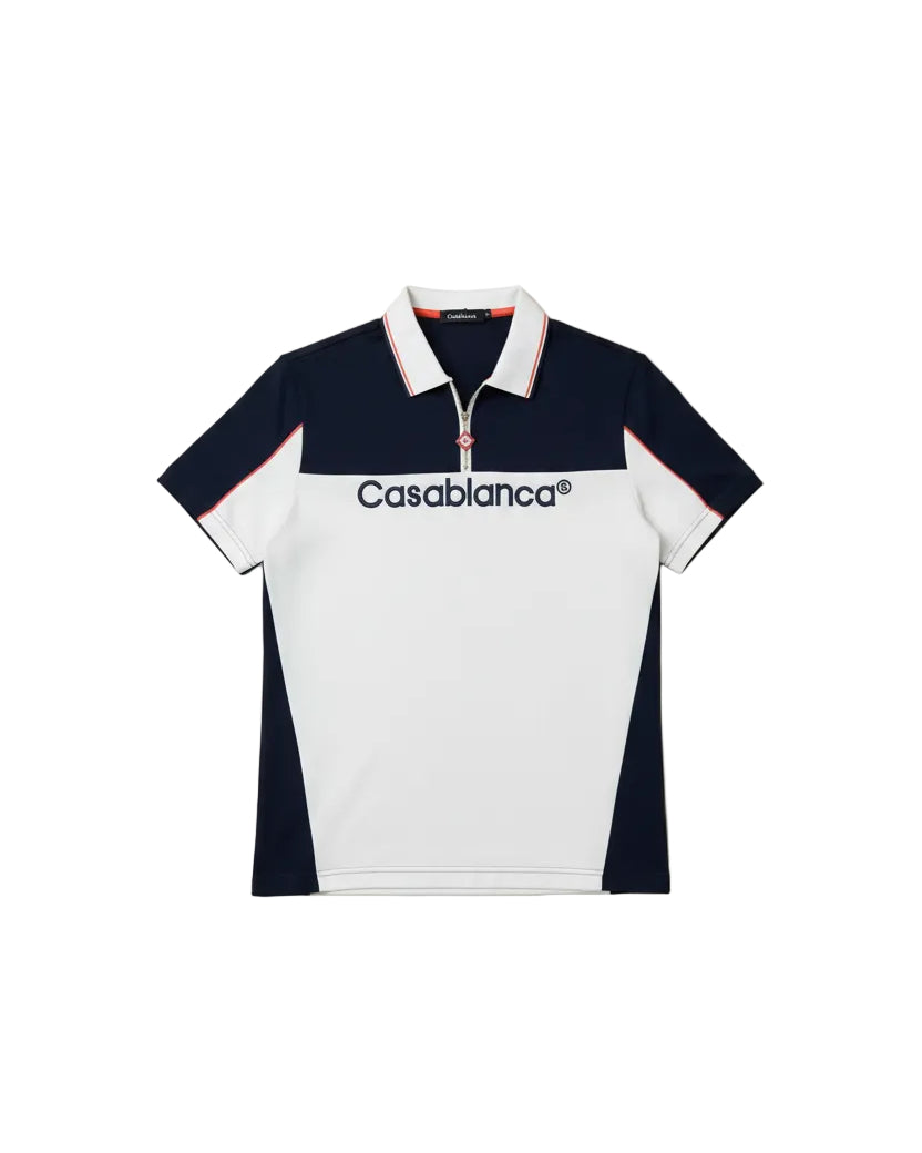 Casablanca - Color-Block Quarter-Zip Knit Polo (Midnight & Cream)