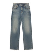 Saint Laurent - Vintage Tint Distressed Wide-Leg Denim Trousers (Mineral Gray Blue)