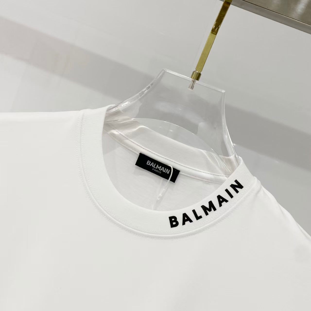 Balmain - Minimalist Logo-Collar Heavyweight T-Shirt (Optic White)