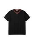 Loro Piana - Contrast Notch-Neck Fine-Knit T-Shirt (Onyx Black & Espresso)