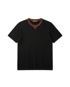 Loro Piana - Contrast Notch-Neck Fine-Knit T-Shirt (Onyx Black & Espresso)