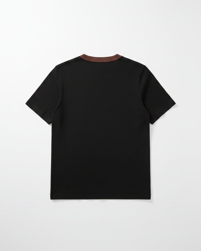 Loro Piana - Contrast Notch-Neck Fine-Knit T-Shirt (Onyx Black & Espresso)