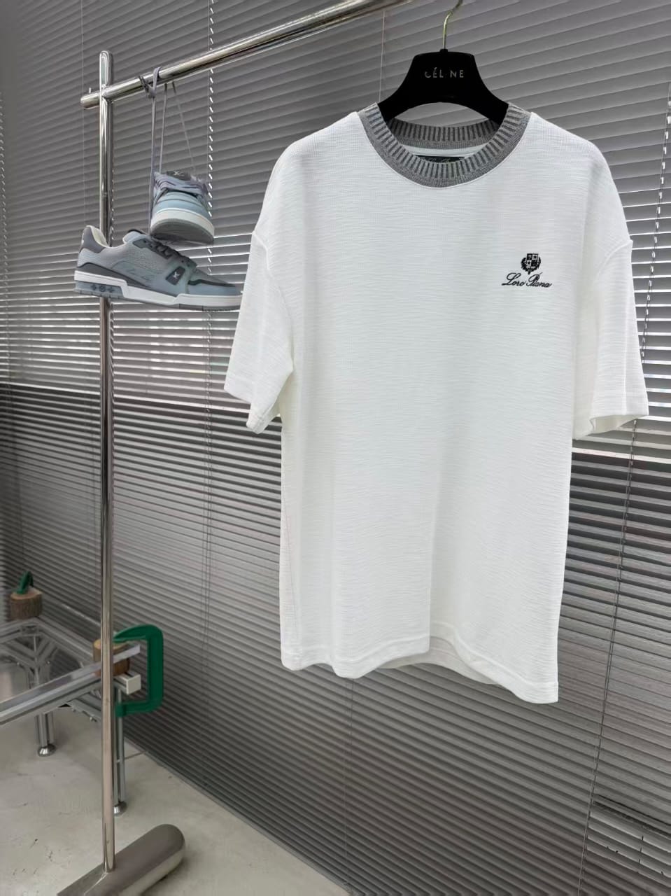 Loro Piana - Contrast-Collar Textured T-Shirt