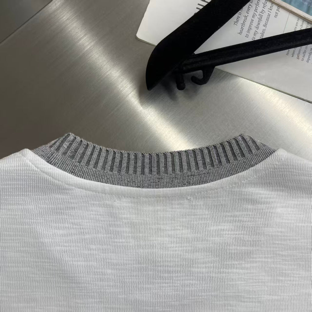 Loro Piana - Contrast-Collar Textured T-Shirt