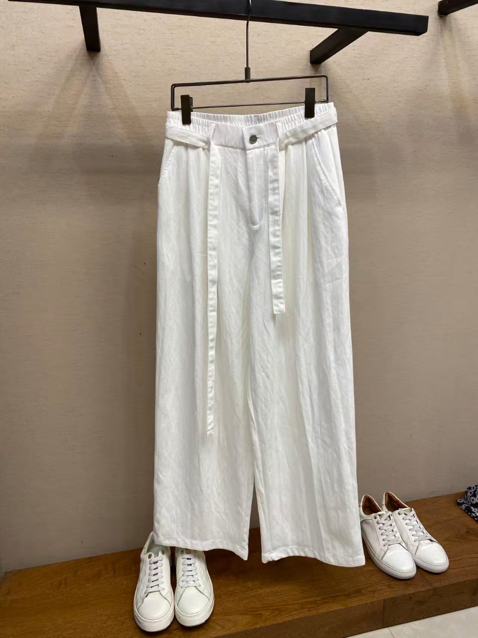 Valentino - White Wide-Leg Linen Trousers