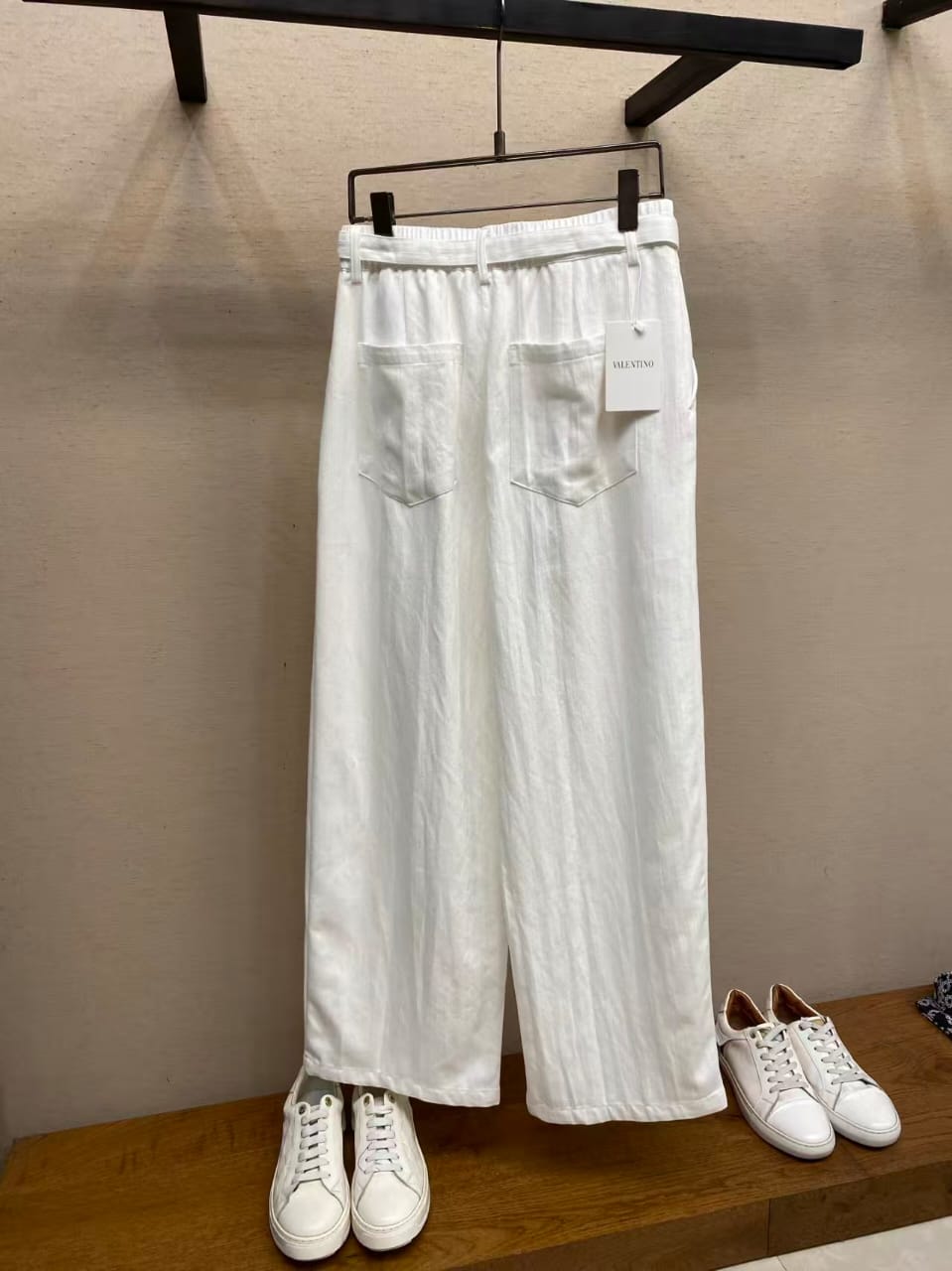 Valentino - White Wide-Leg Linen Trousers