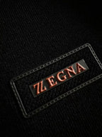 Zegna - Black Polo Shirt with Contrast Red Stitching