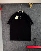 Zegna - Black Polo Shirt with Contrast Red Stitching