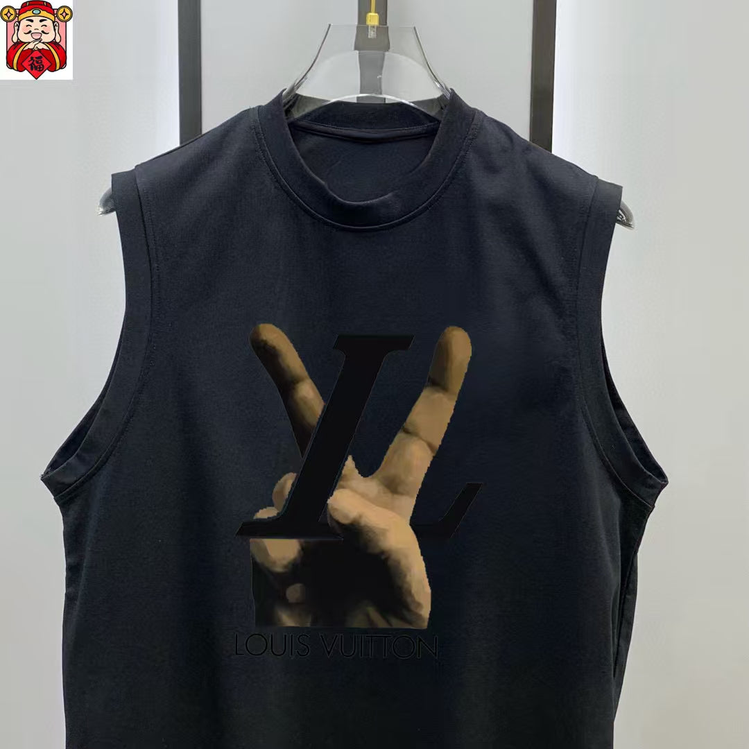 Louis Vuitton - Black Peace Sign Sleeveless Tee