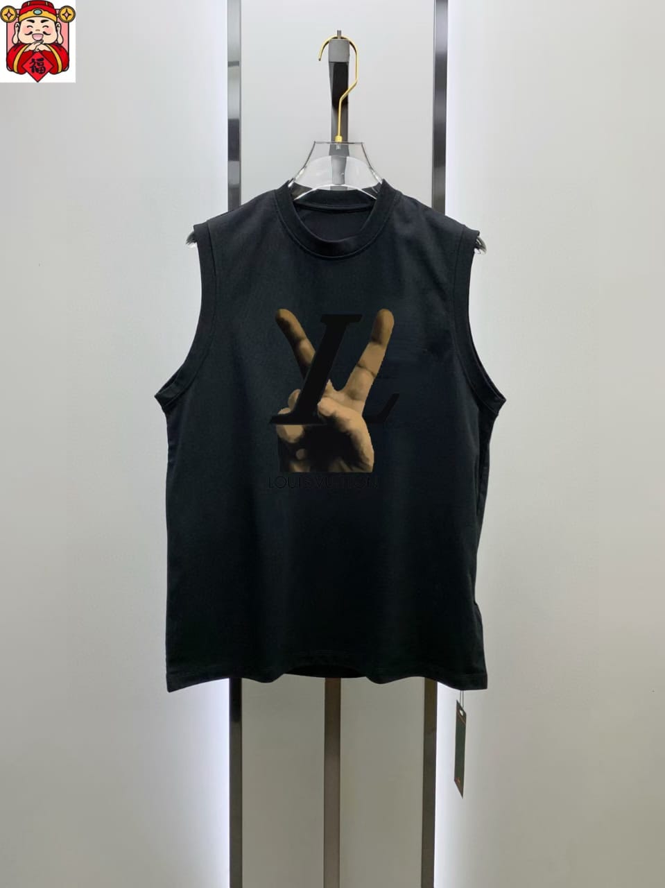 Louis Vuitton - Black Peace Sign Sleeveless Tee