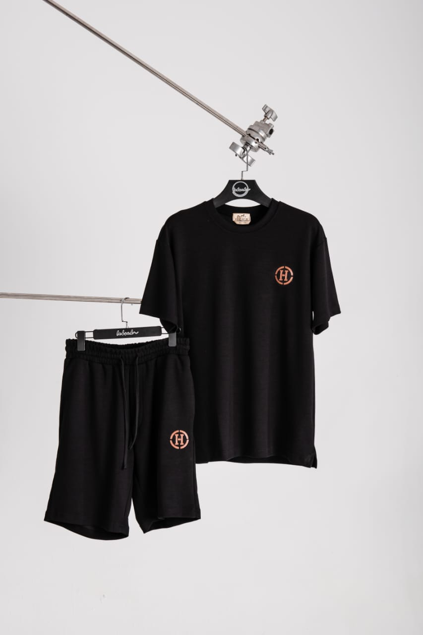 Hermès - Black T-Shirt and Shorts Co-ord Set