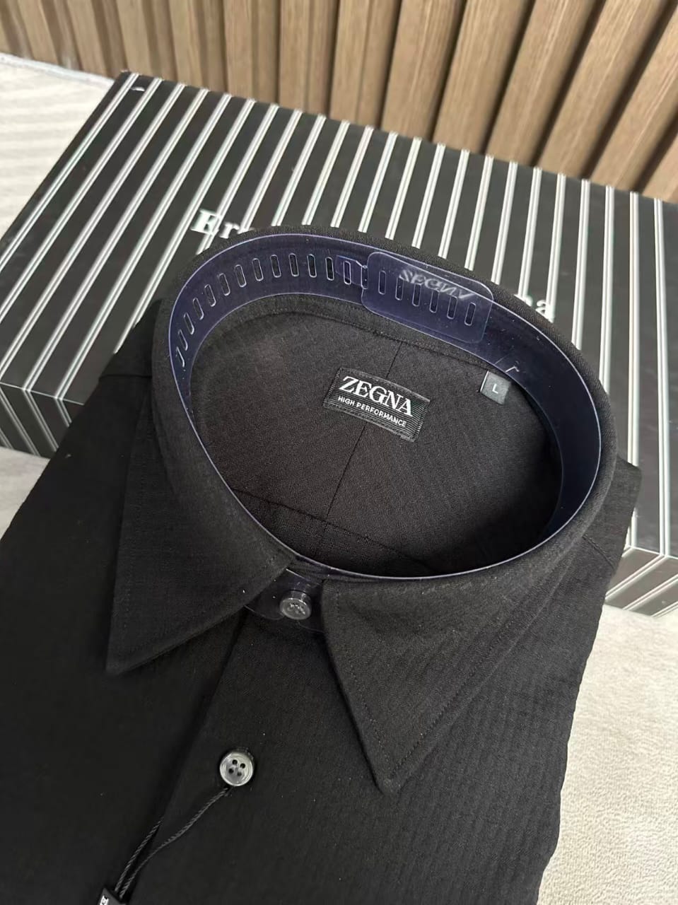 ZEGNA - Black Textured Shirt with Chest Pockets