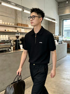 Loewe - Knit Quarter-Zip Polo T-Shirt - Black