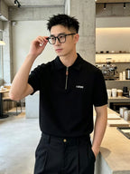 Loewe - Knit Quarter-Zip Polo T-Shirt - Black