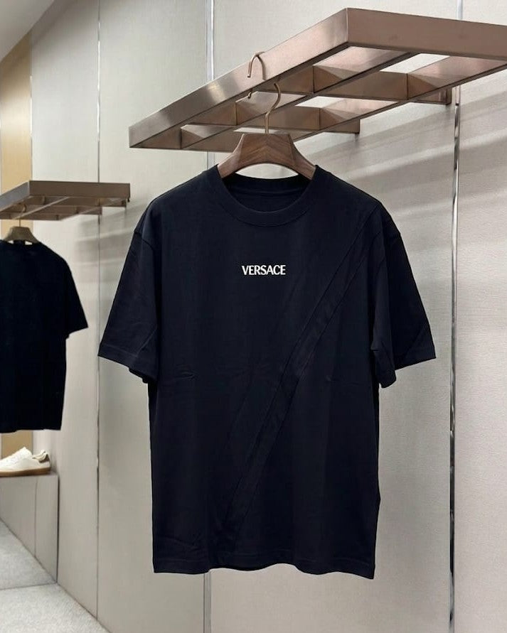Versace - Diagonal Pinstripe T-Shirt - Black