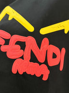 Fendi Black Bag Bugs & Graphic Logo Cotton T-Shirt