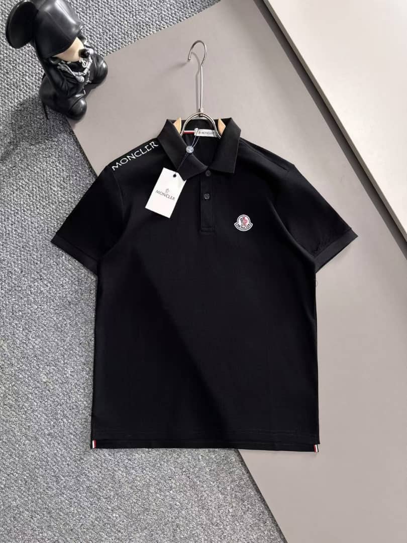Moncler - Logo-Patch Polo T-Shirt - Black – Lebsak