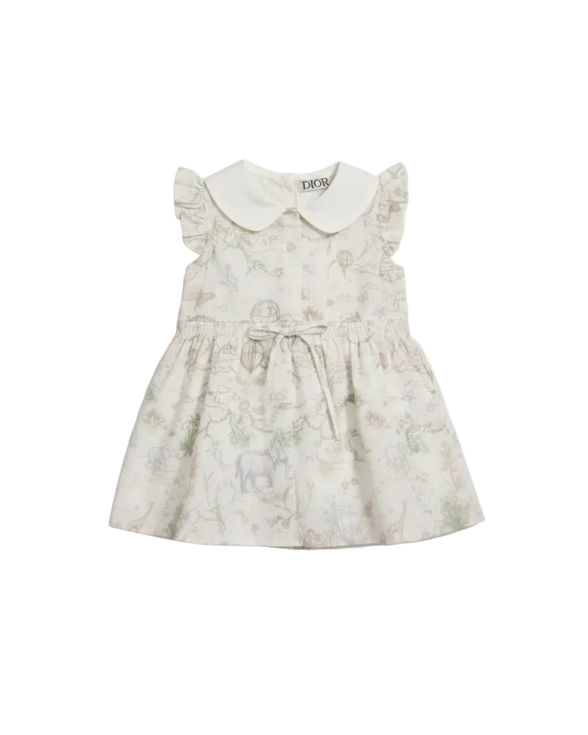 Baby Dior - Toile de Jouy Pastel Cotton Dress (Off-White)