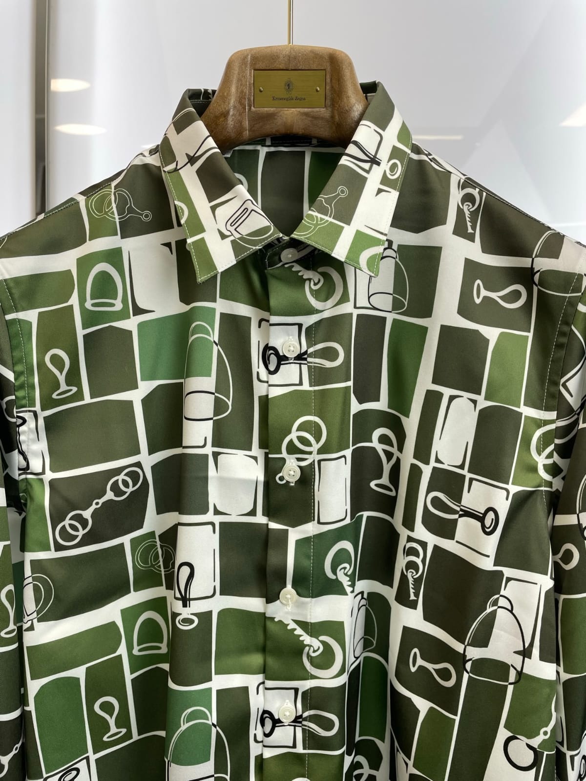 Hermes - Green Equestrian Motif Long-Sleeve Shirt