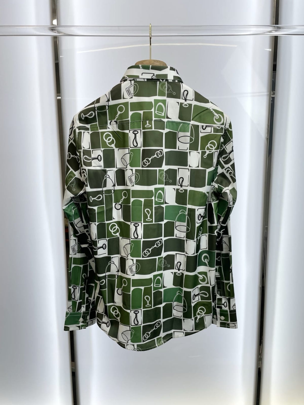 Hermes - Green Equestrian Motif Long-Sleeve Shirt