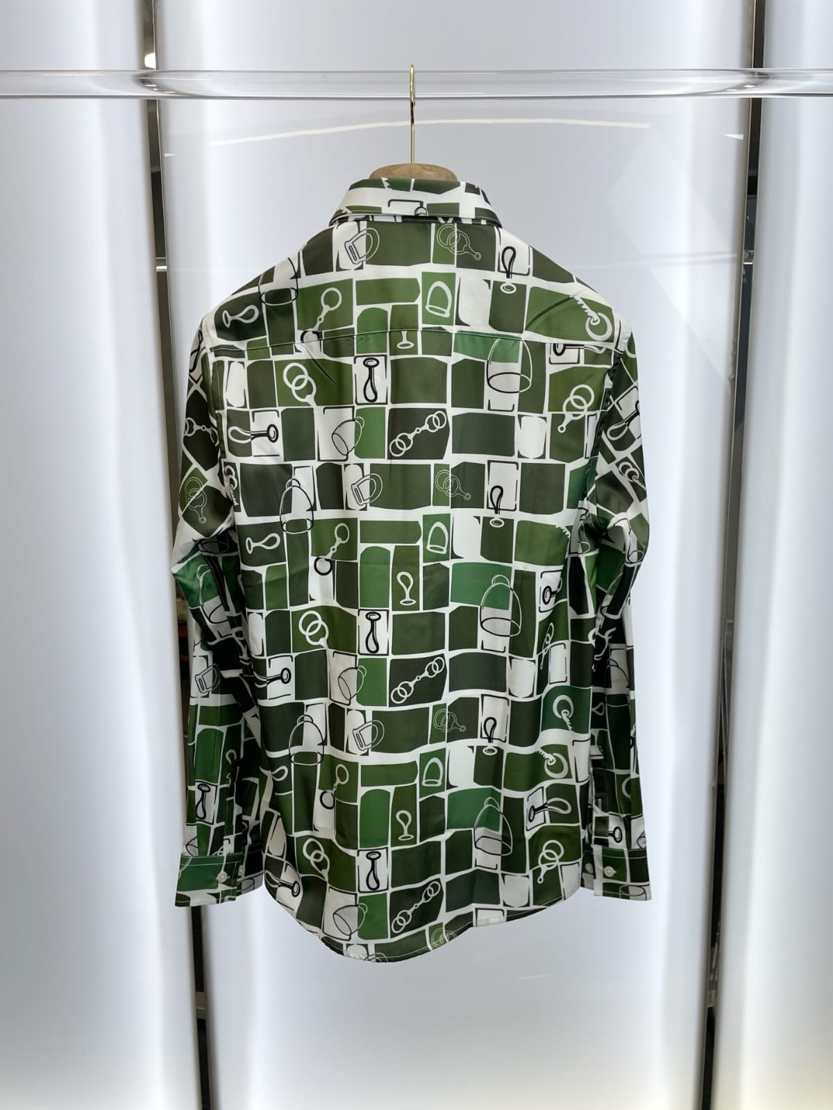 Hermes - Green Equestrian Motif Long-Sleeve Shirt