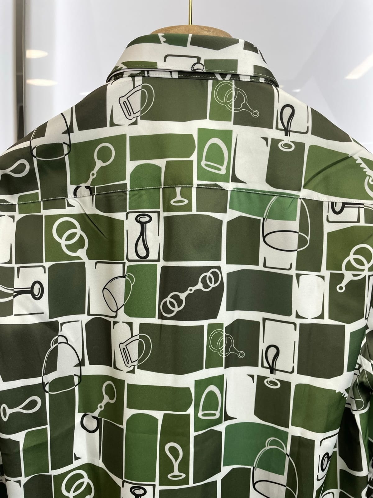 Hermes - Green Equestrian Motif Long-Sleeve Shirt