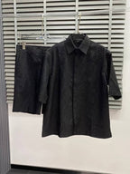 Fendi - Black Sashiko-Style Shirt and Shorts Linen Set