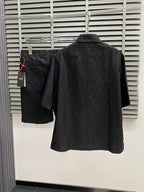 Fendi - Black Sashiko-Style Shirt and Shorts Linen Set